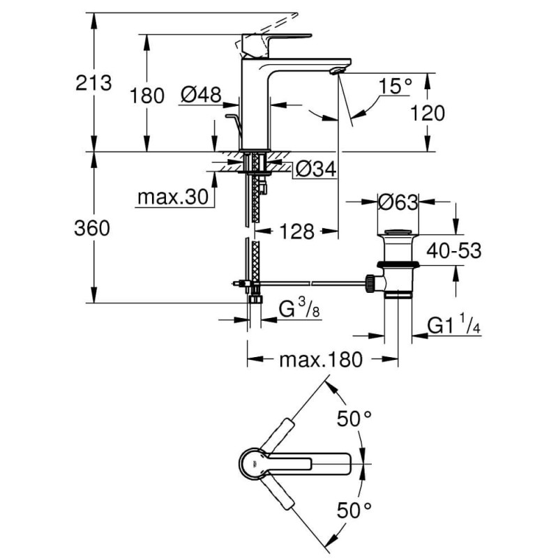 Bateria Umywalkowa Rozmiar S Lineare 32114001 Grohe