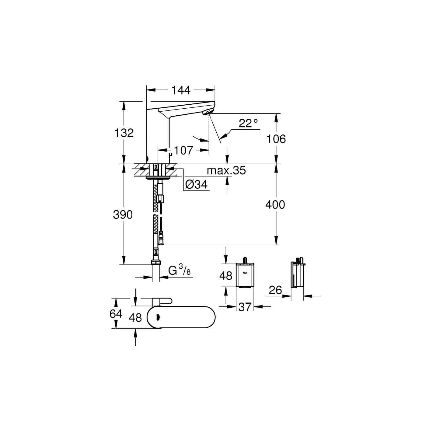Bateria Umywalkowa Eurosmart Cosmopolitan E 36327001 Grohe