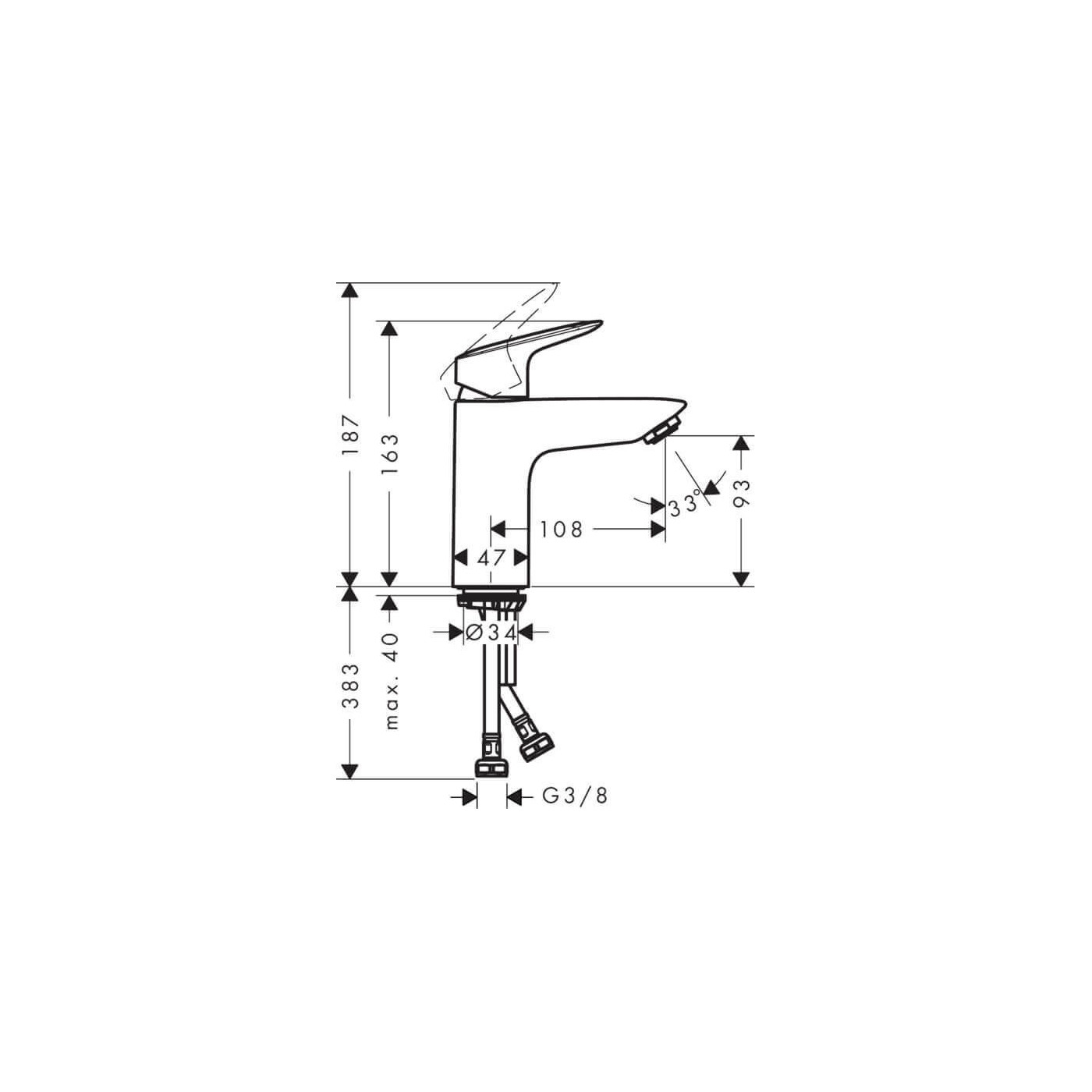 Bateria Umywalkowa Logis Comfort Zone 100 Push Open 71107000 Hansgrohe
