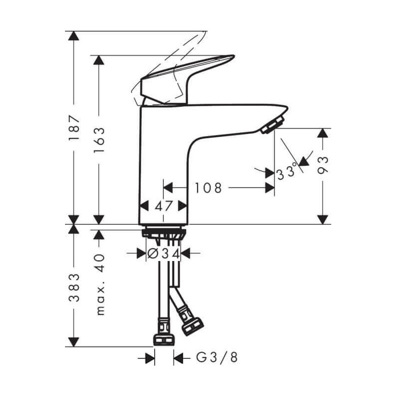 Bateria Umywalkowa Logis Comfort Zone 100 Push Open 71107000 Hansgrohe