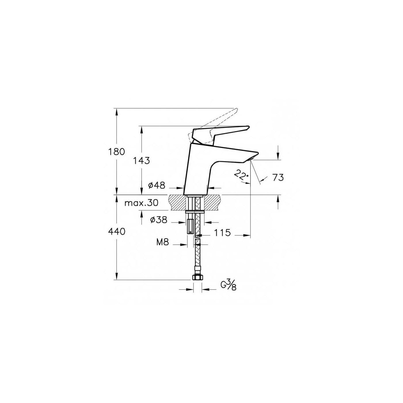 Bateria Umywalkowa Solid S A42440EXP Vitra