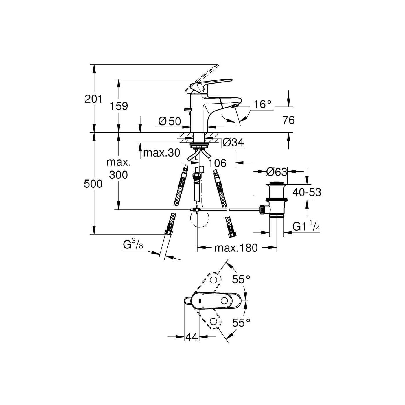 Bateria Umywalkowa Rozmiar S Europlus 33155002 Grohe