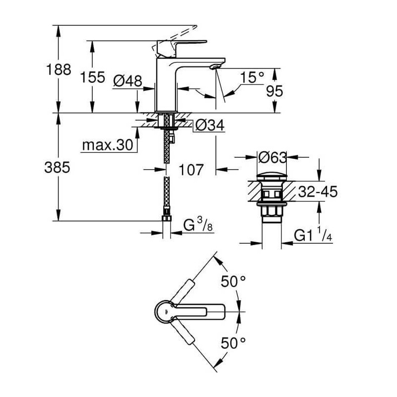 Bateria Umywalkowa Rozmiar XS Lineare 23791001 Grohe