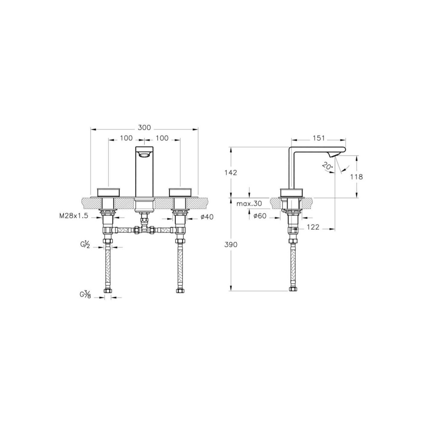 Bateria Umywalkowa Memoria 3-OTW P/T A4231557 Vitra