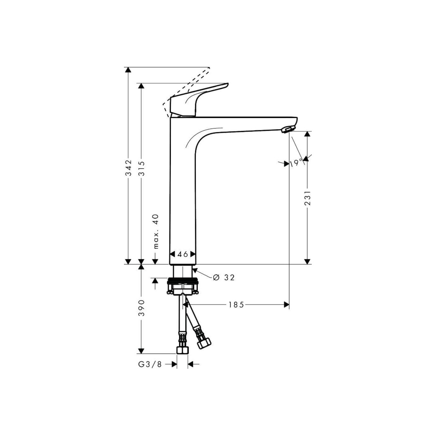 Bateria Umywalkowa Focus 230 Wysoka 31532000 HANSGROHE