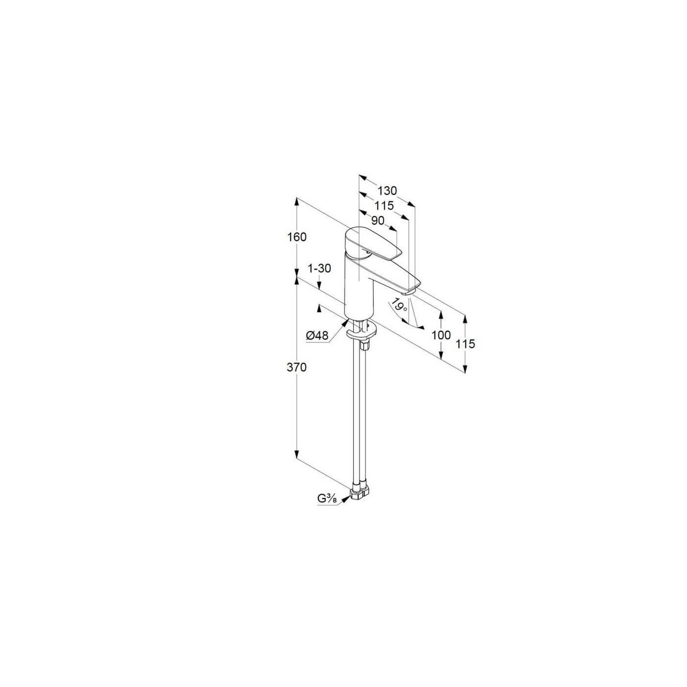 Bateria Umywalkowa Pure&Solid 100 B/K 342920575 Kludi