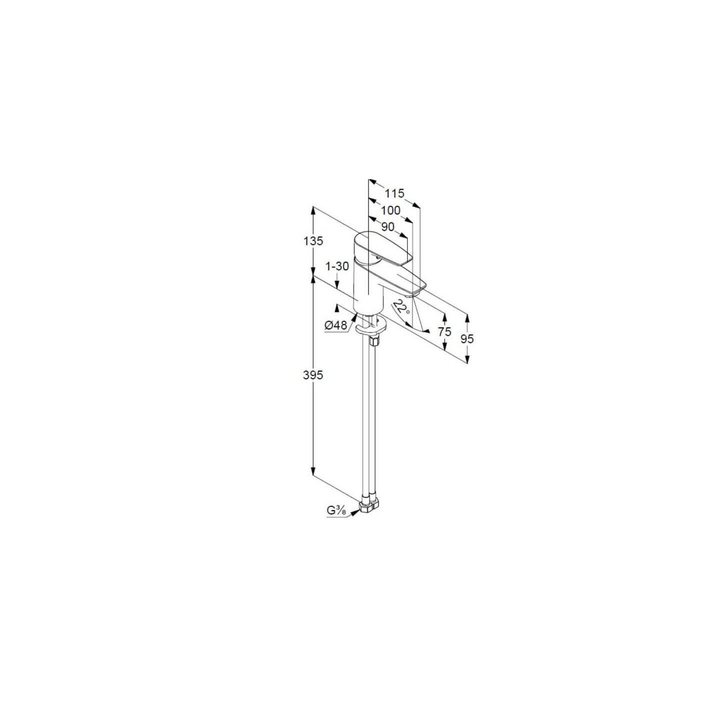 Bateria Umywalkowa Pure&Solid 75 B/K 340280575 Kludi