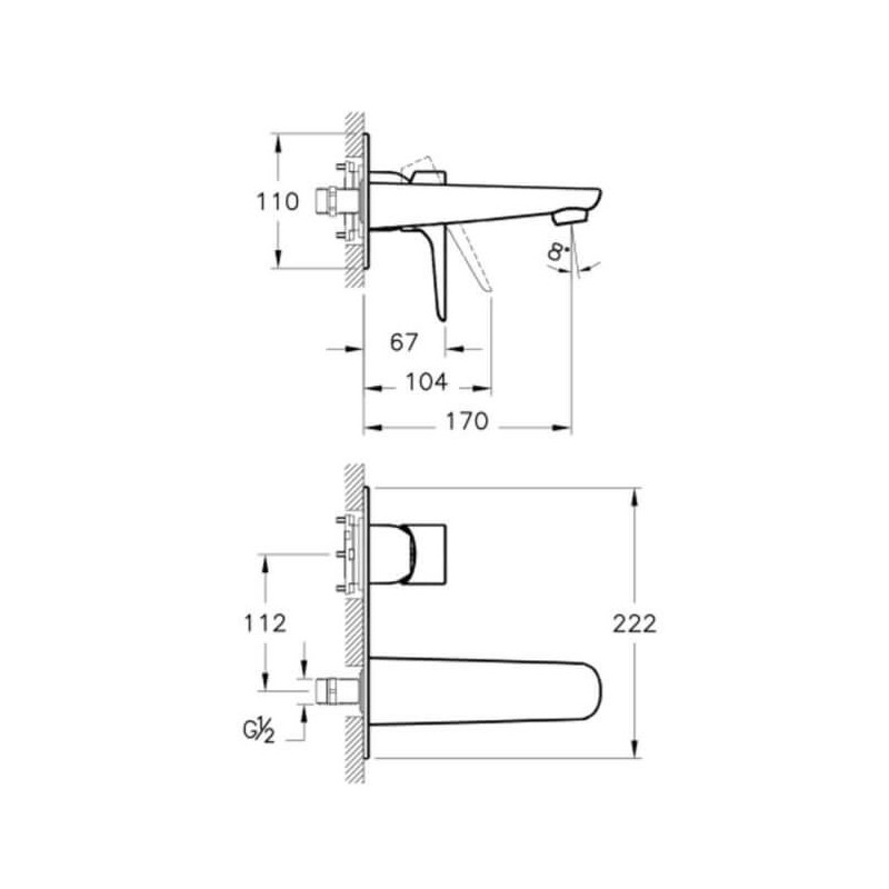 Bateria Umywalkowa X-Line Ścienna P/T A42399EXP Vitra