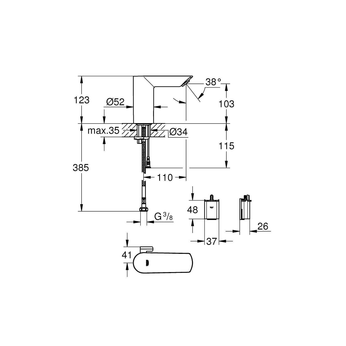 Bateria Umywalkowa Baucosmo E Basin 6V S 36451000 Grohe