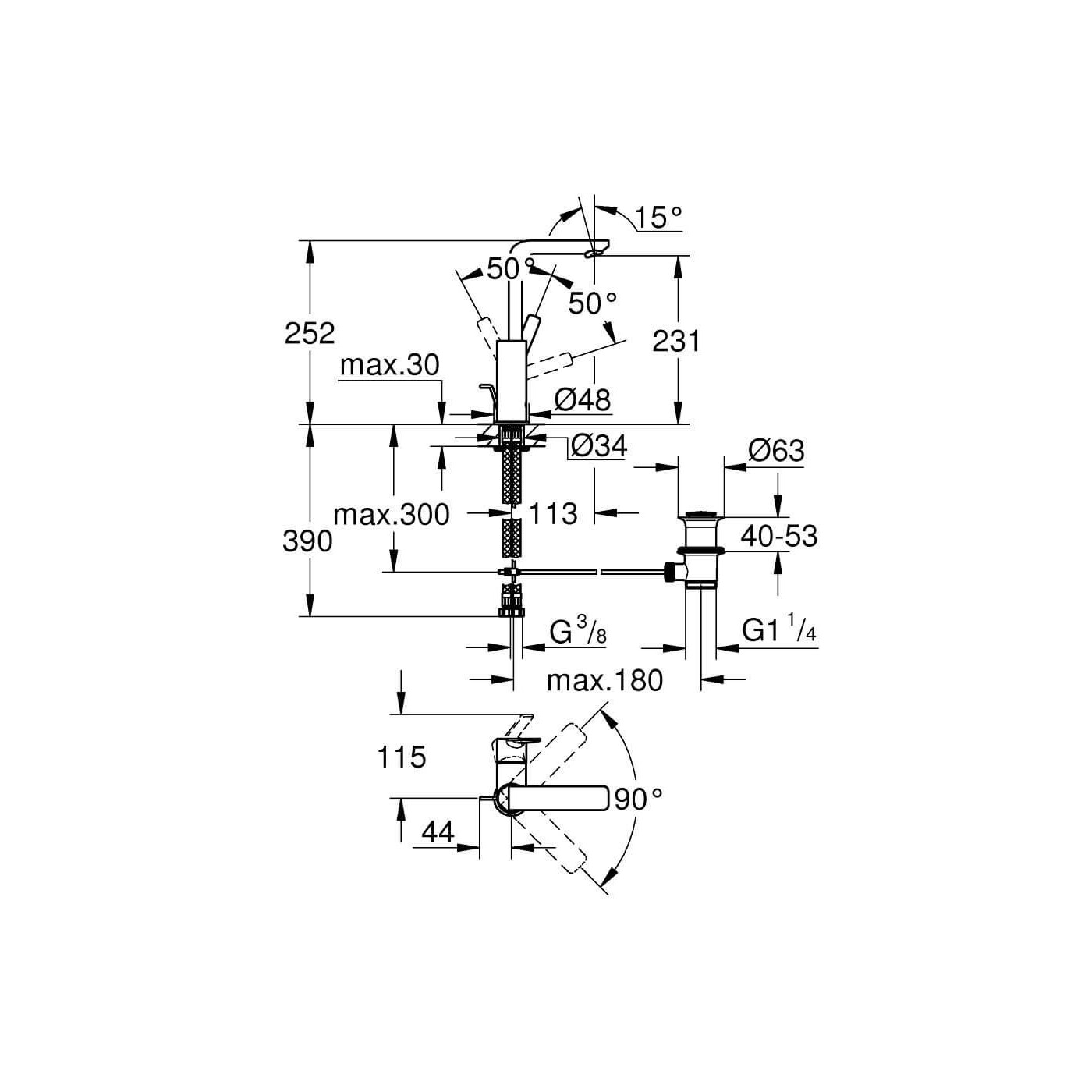 Bateria Umywalkowa Lineare 23296001 Grohe