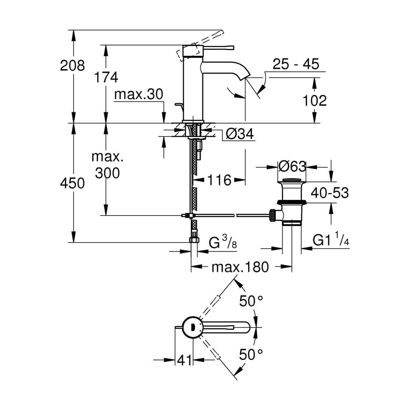 Bateria Umywalkowa Essence 23589001 Grohe