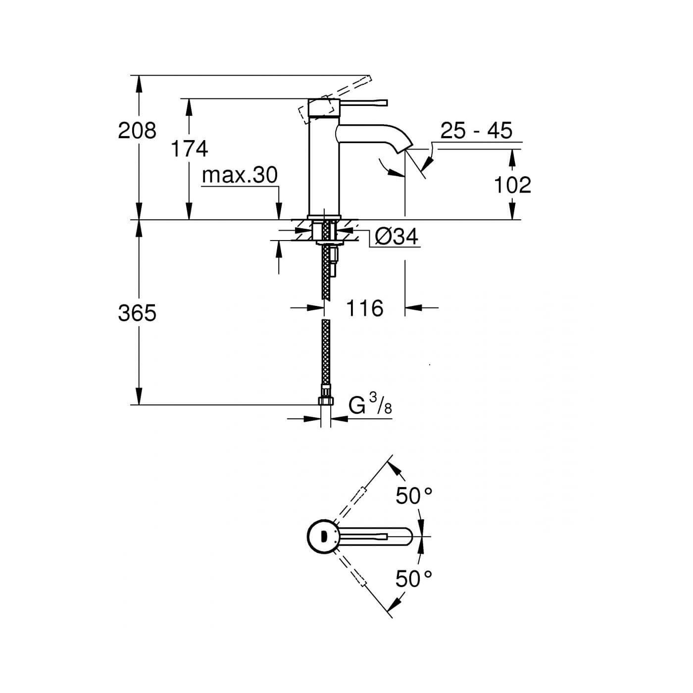 Bateria Umywalkowa Essence Hard Graphite 24172A01 Grohe