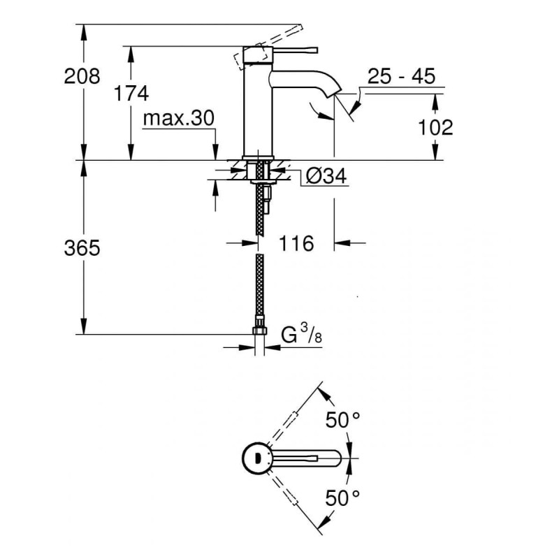 Bateria Umywalkowa Essence Hard Graphite 24172A01 Grohe