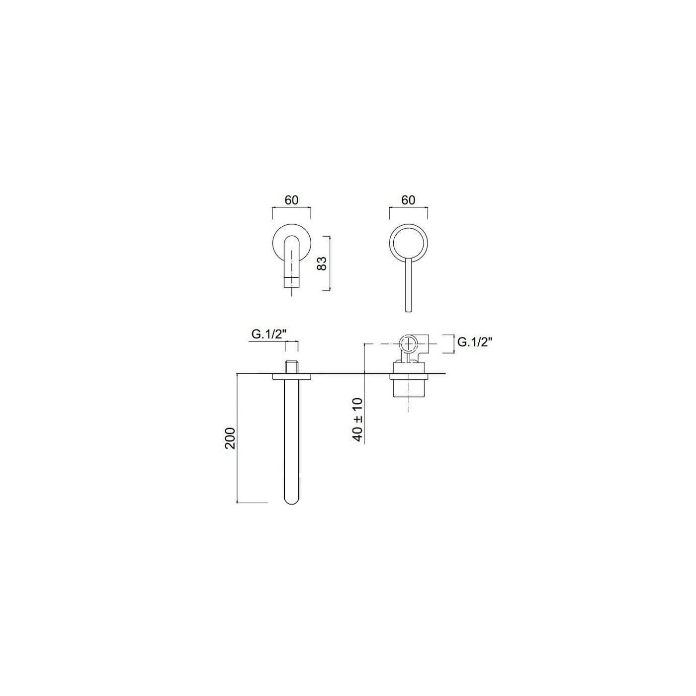 Bateria Umywalkowa Podtynkowa Z Wylewką 20cm Futuro Chrom 6520-20 Giulini Giovanni