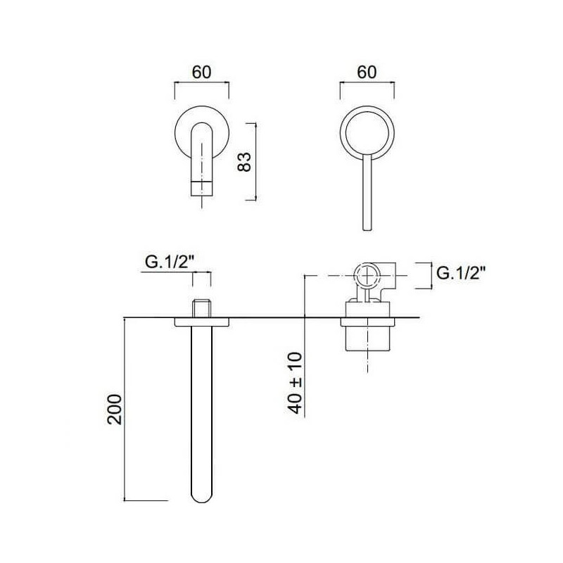 Bateria Umywalkowa Podtynkowa Z Wylewką 20cm Futuro Chrom 6520-20 Giulini Giovanni