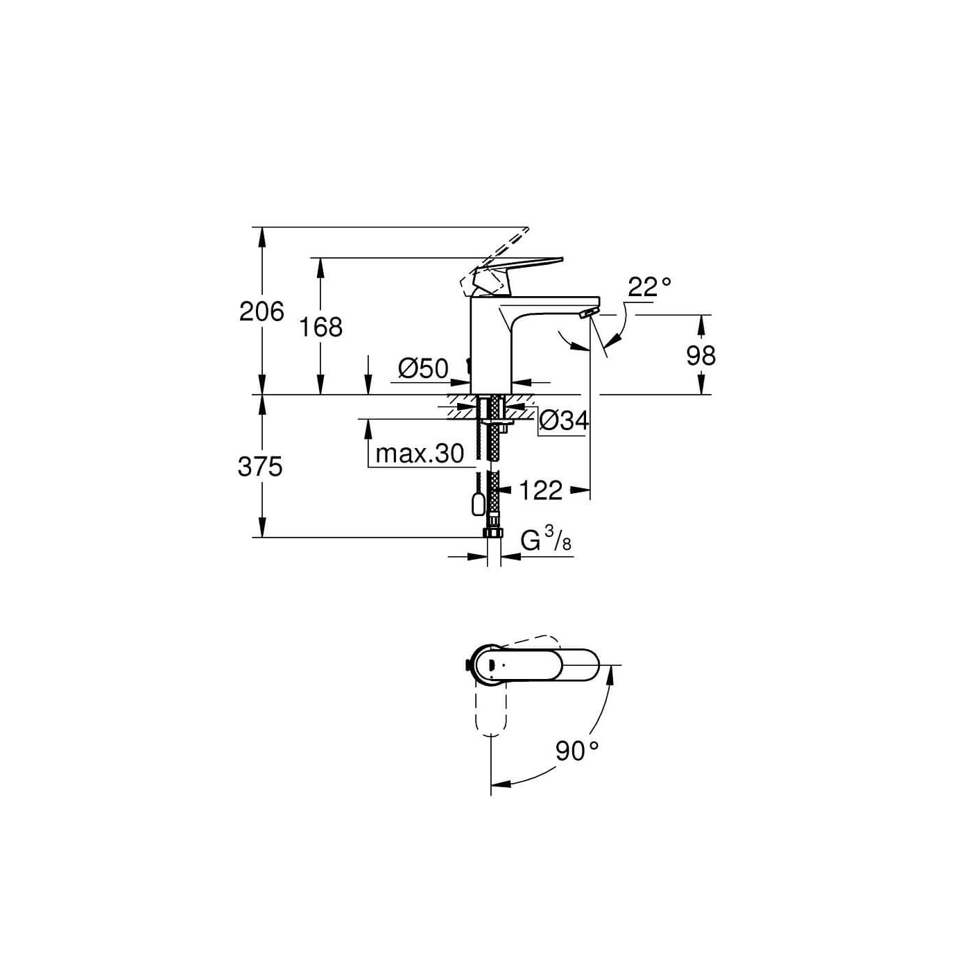 Bateria Umywalkowa Rozmiar M Eurosmart Cosmopolitan 2339700E Grohe