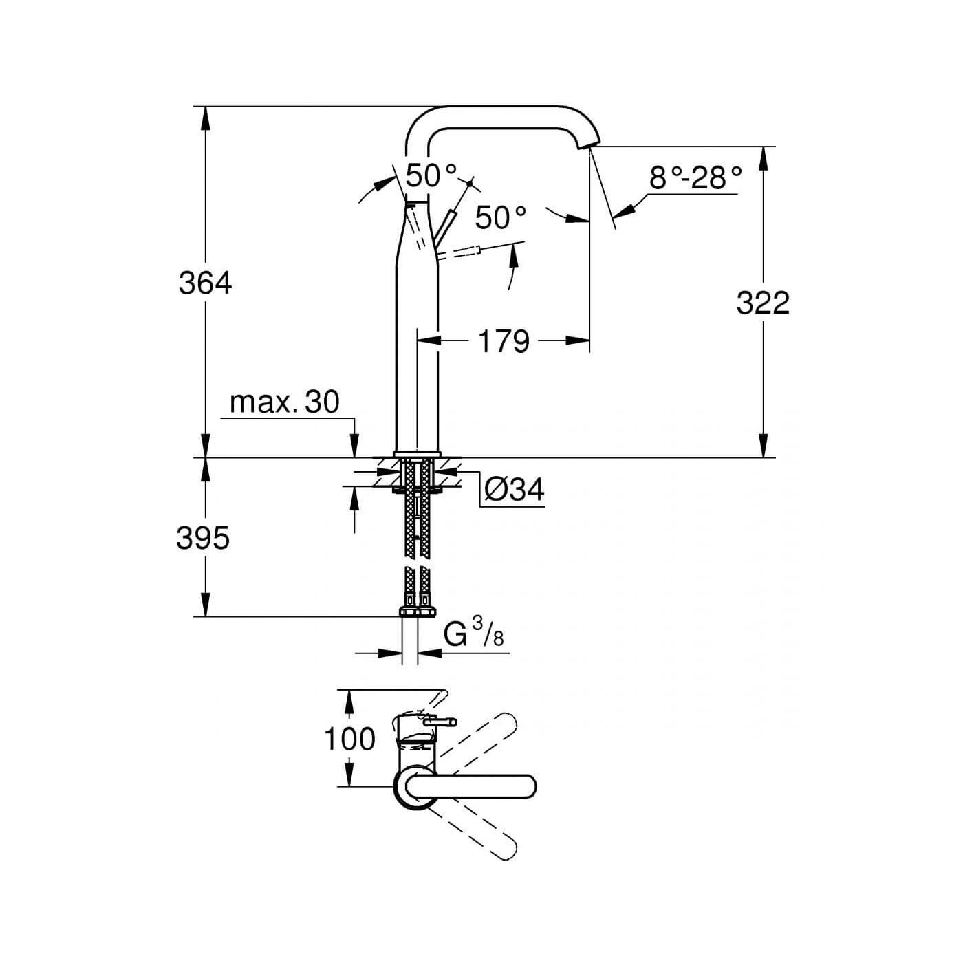 Bateria Umywalkowa Essence Hard Graphite 32901A01 Grohe