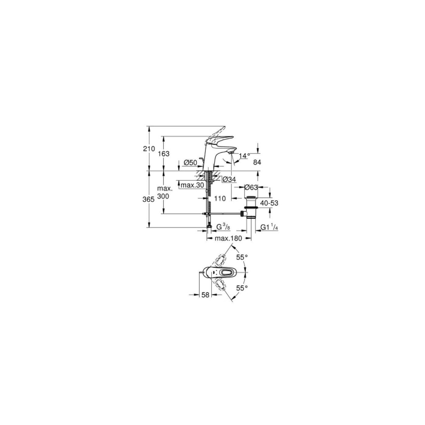 Bateria Umywalkowa Rozmiar S Eurostyle Moon White/Chrom 33558LS3 Grohe