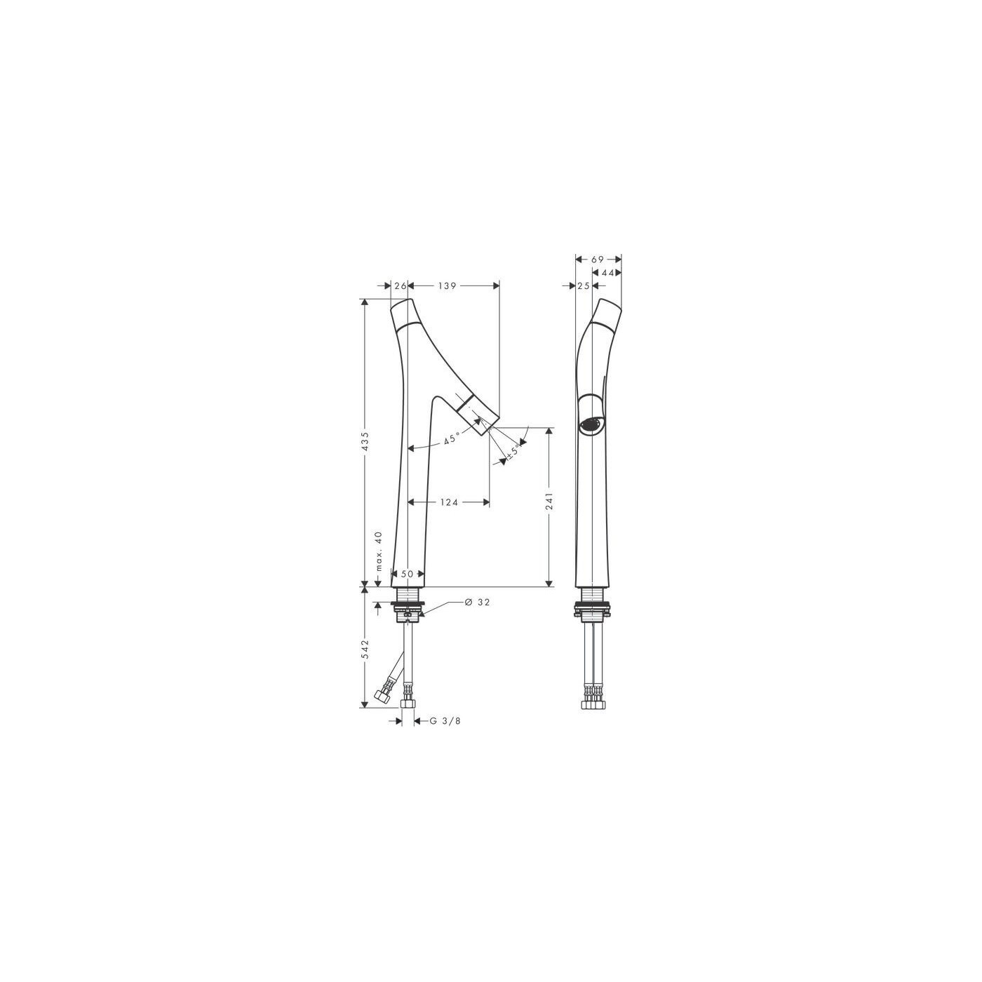 Bateria Umywalkowa Axor Starck Chrom 12013000 Hansgrohe