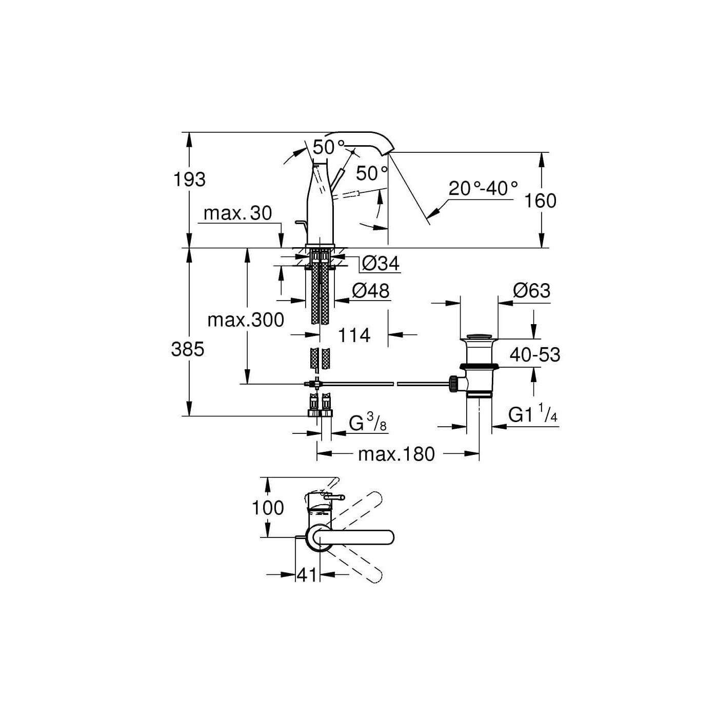 Bateria Umywalkowa Rozmiar M Essence Brushed Warm Sunset 24173DL1 Grohe