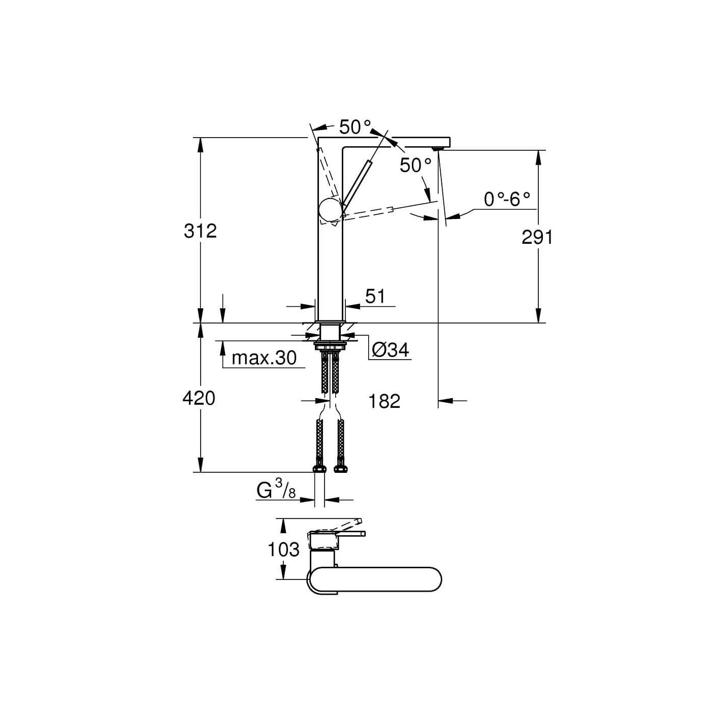 Bateria Umywalkowa Grohe Plus Rozmiar XL Chrom 32618003 Grohe