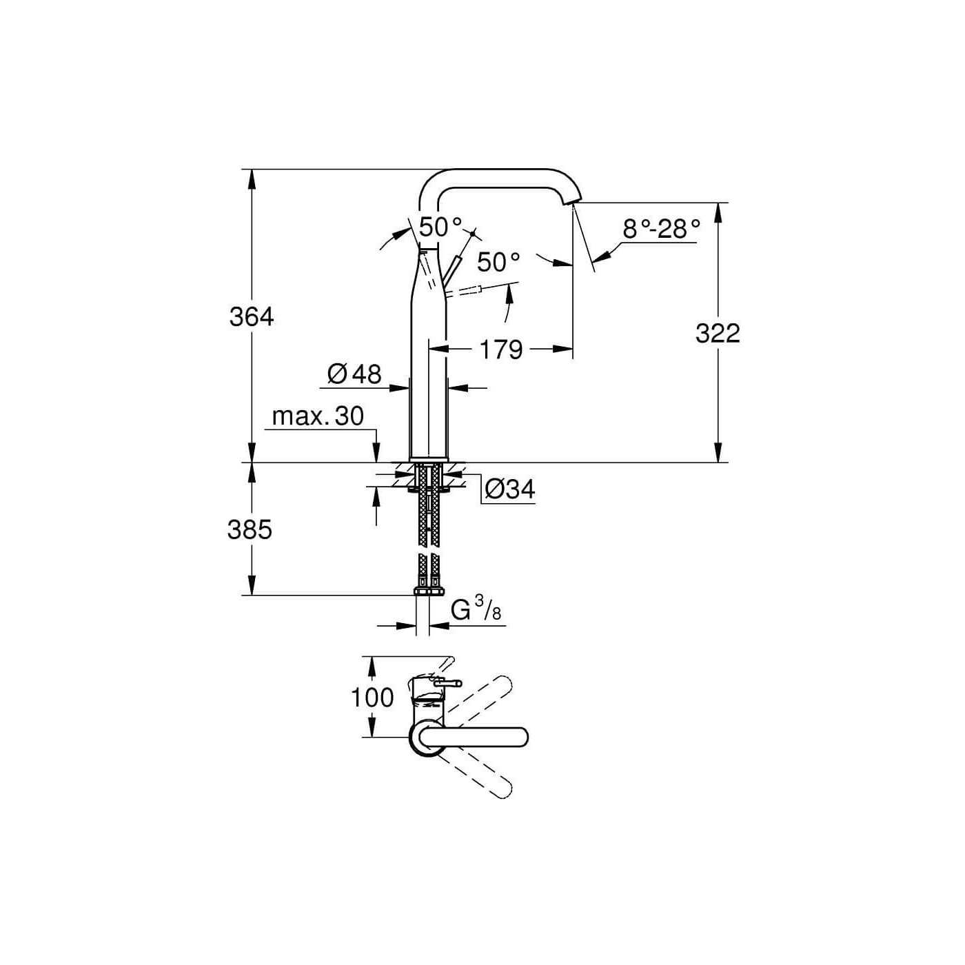 Bateria Umywalkowa Essence Brushed Cool Sunrise 24170GN1 Grohe