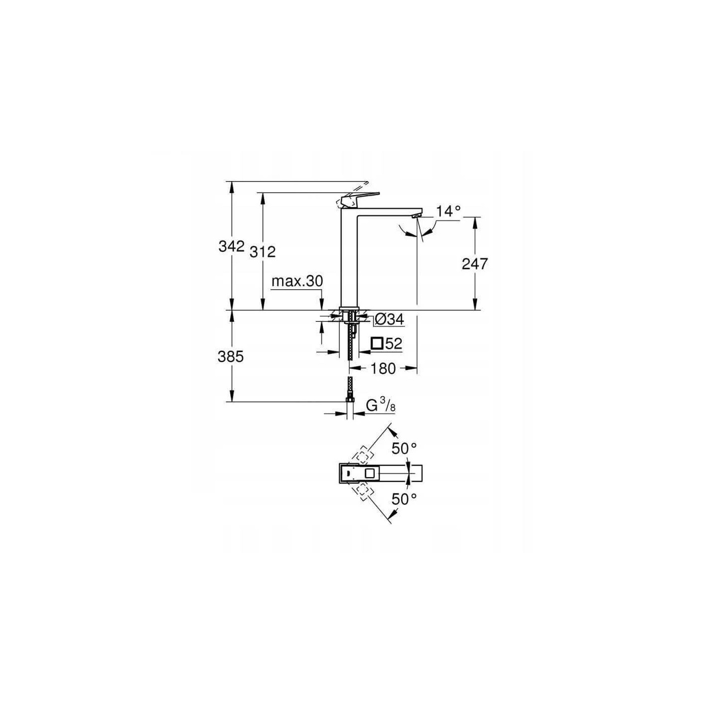 Bateria Umywalkowa Eurocube Stal Nierdzewna 23406DC0 Grohe