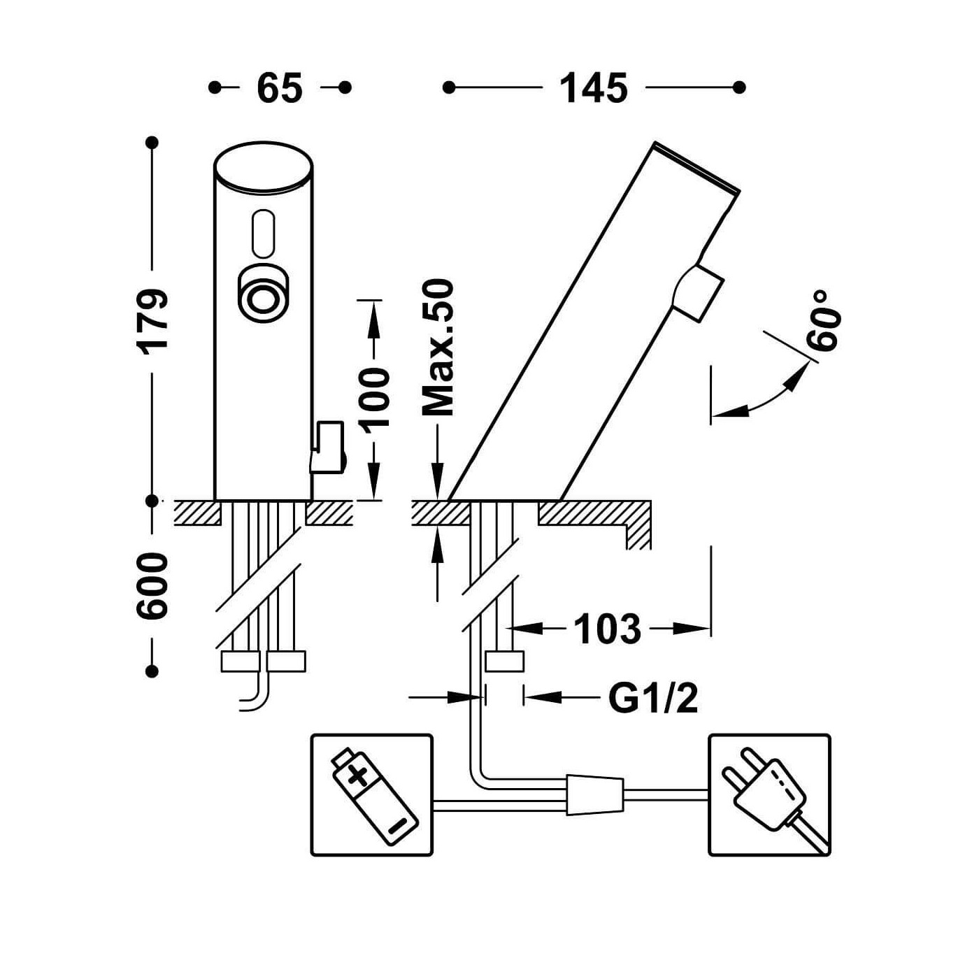Bateria Umywalkowa Elektroniczna Basic 39210301 Tres