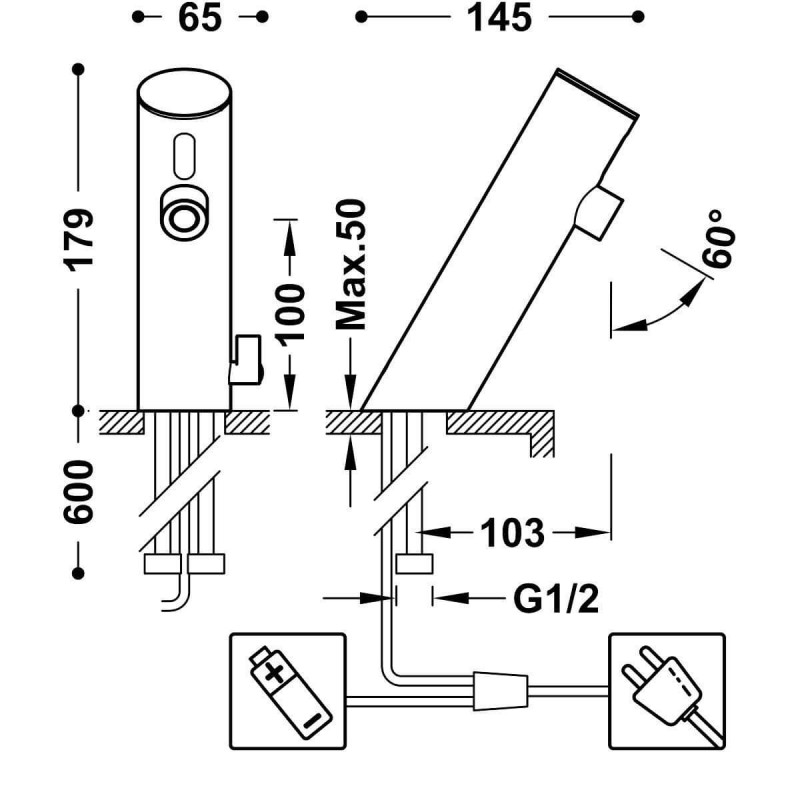 Bateria Umywalkowa Elektroniczna Basic 39210301 Tres