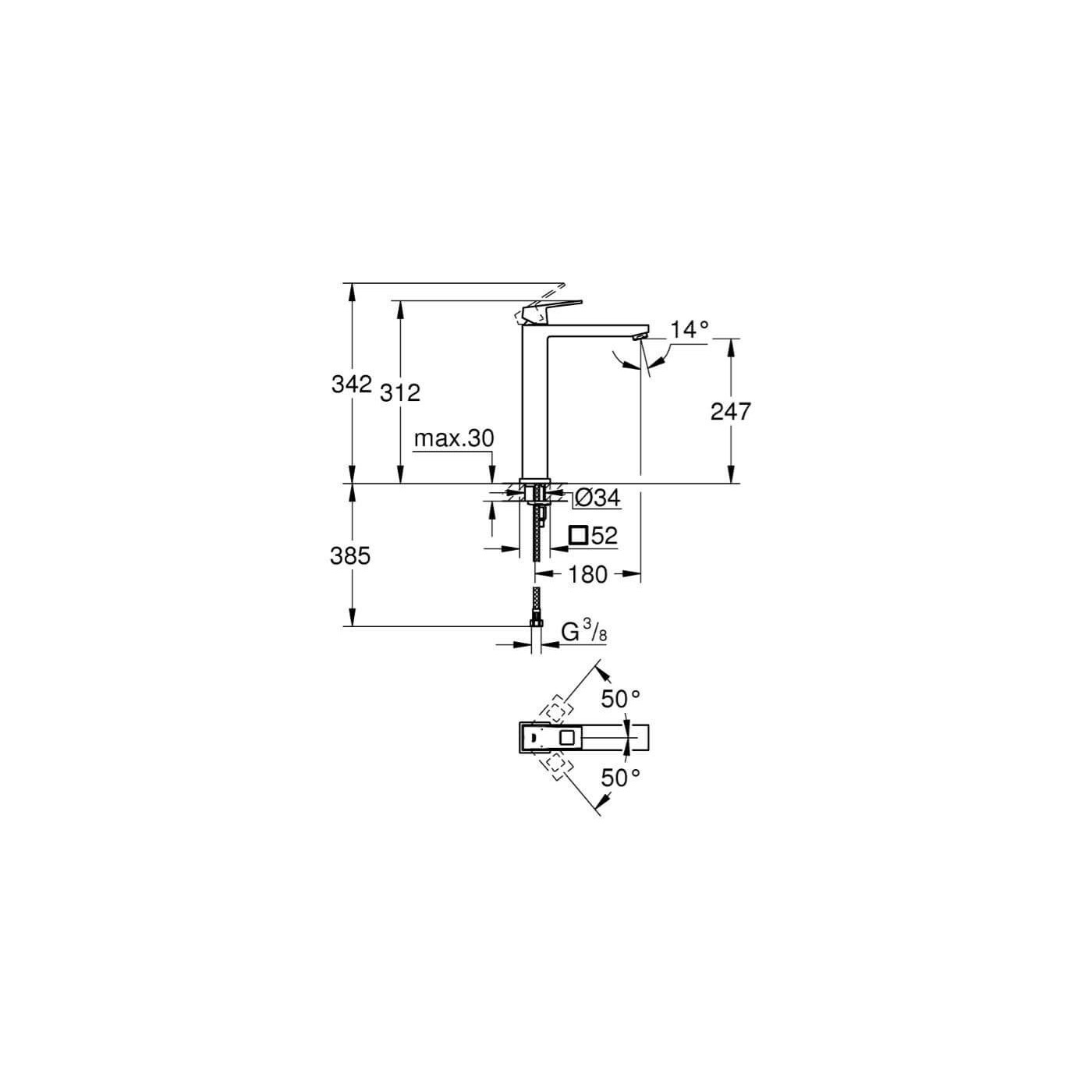 Bateria Umywalkowa Eurocube XL Brushed Hard Graphite 23406AL0 Grohe