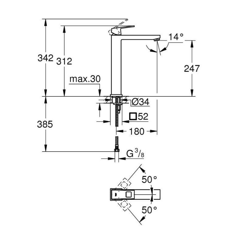 Bateria Umywalkowa Eurocube XL Brushed Hard Graphite 23406AL0 Grohe