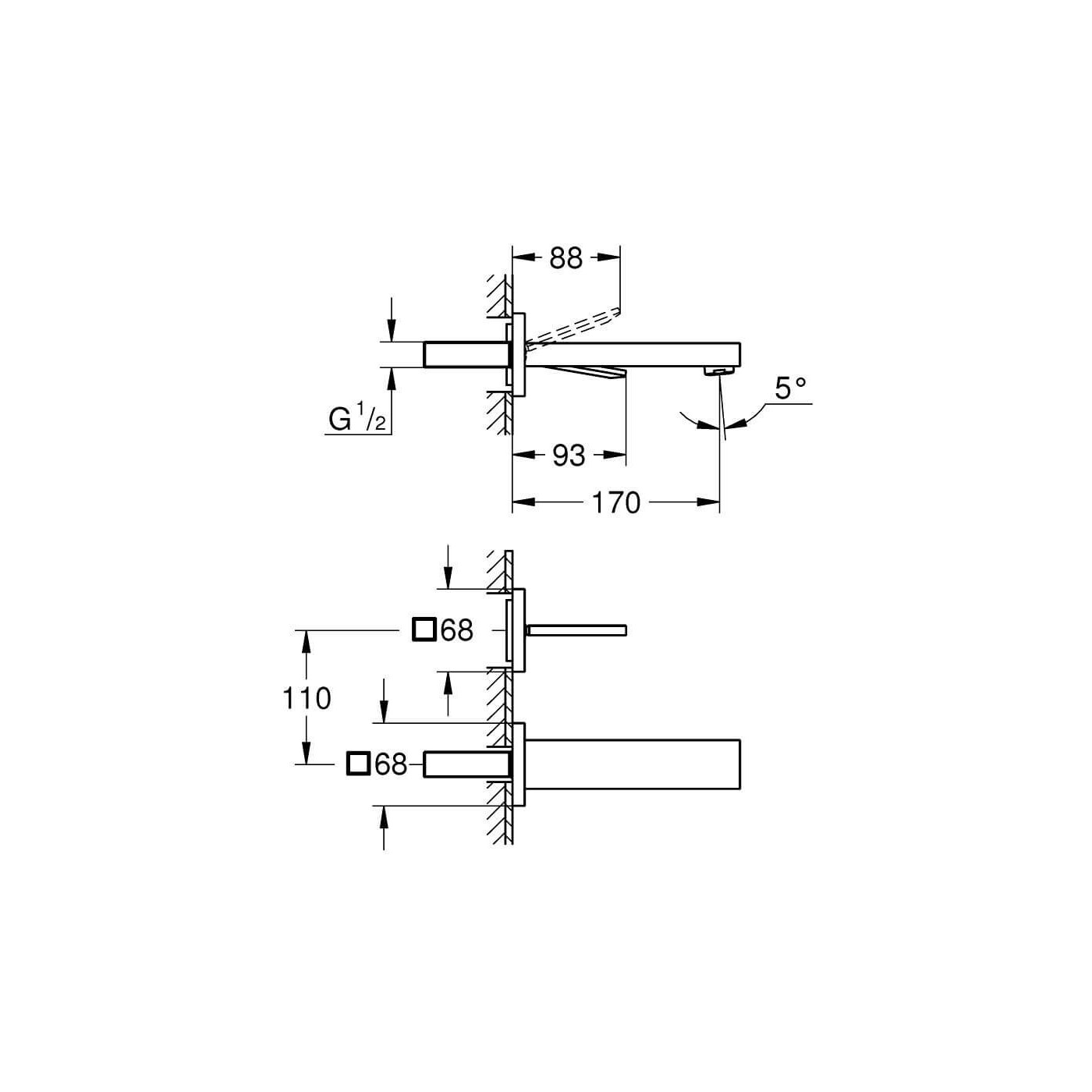2-Otworowa Bateria Umywalkowa Rozmiar M Eurocube Joy 19997000 Grohe