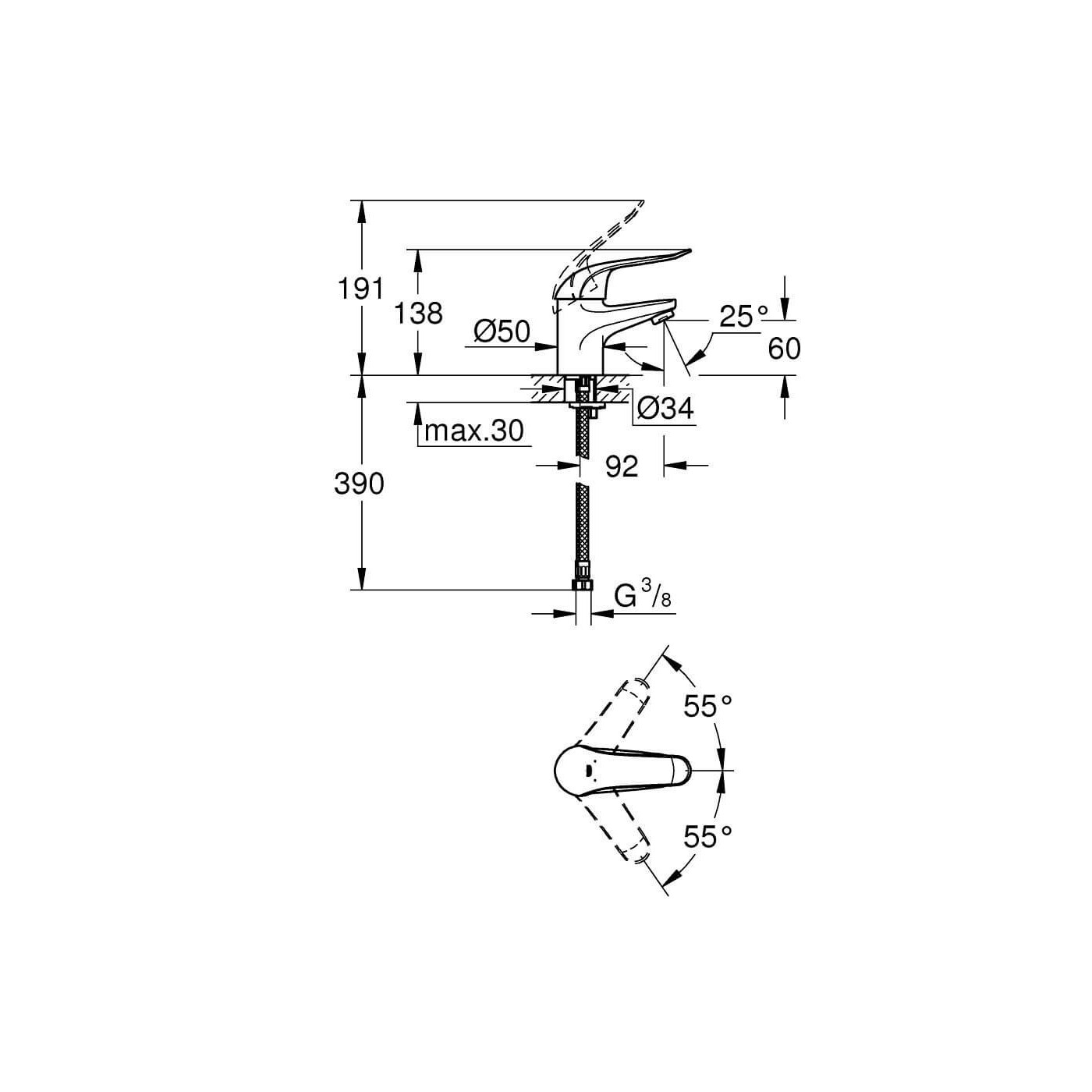 Bateria Umywalkowa Euroeco Special 32762000 Grohe