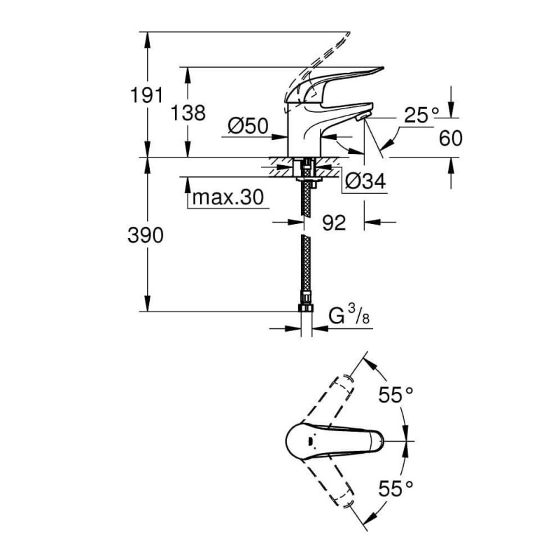 Bateria Umywalkowa Euroeco Special 32762000 Grohe