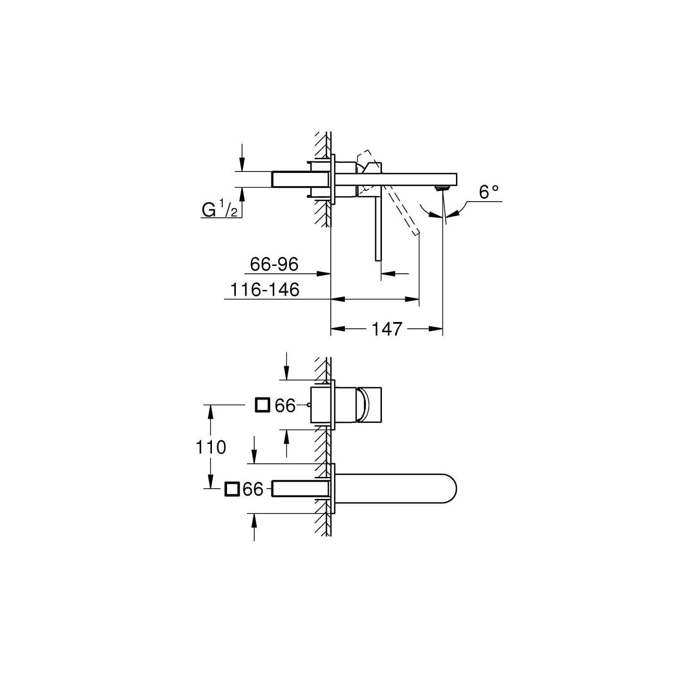 2-Otworowa Bateria Umywalkowa Rozmiar M GROHE Plus Brushed Hard Graphite 29303AL3 Grohe