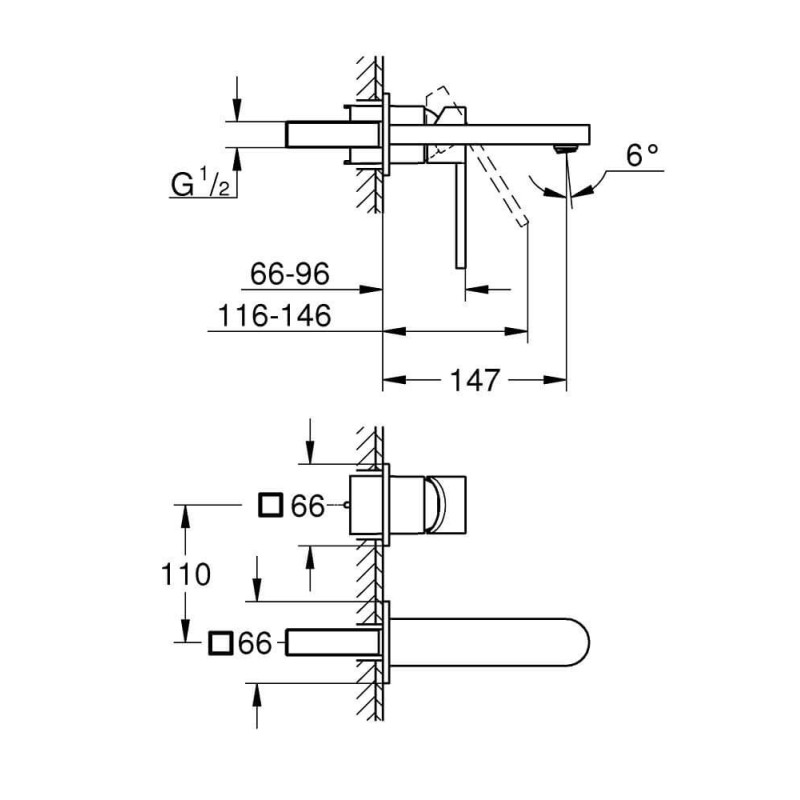 2-Otworowa Bateria Umywalkowa Rozmiar M GROHE Plus Brushed Hard Graphite 29303AL3 Grohe