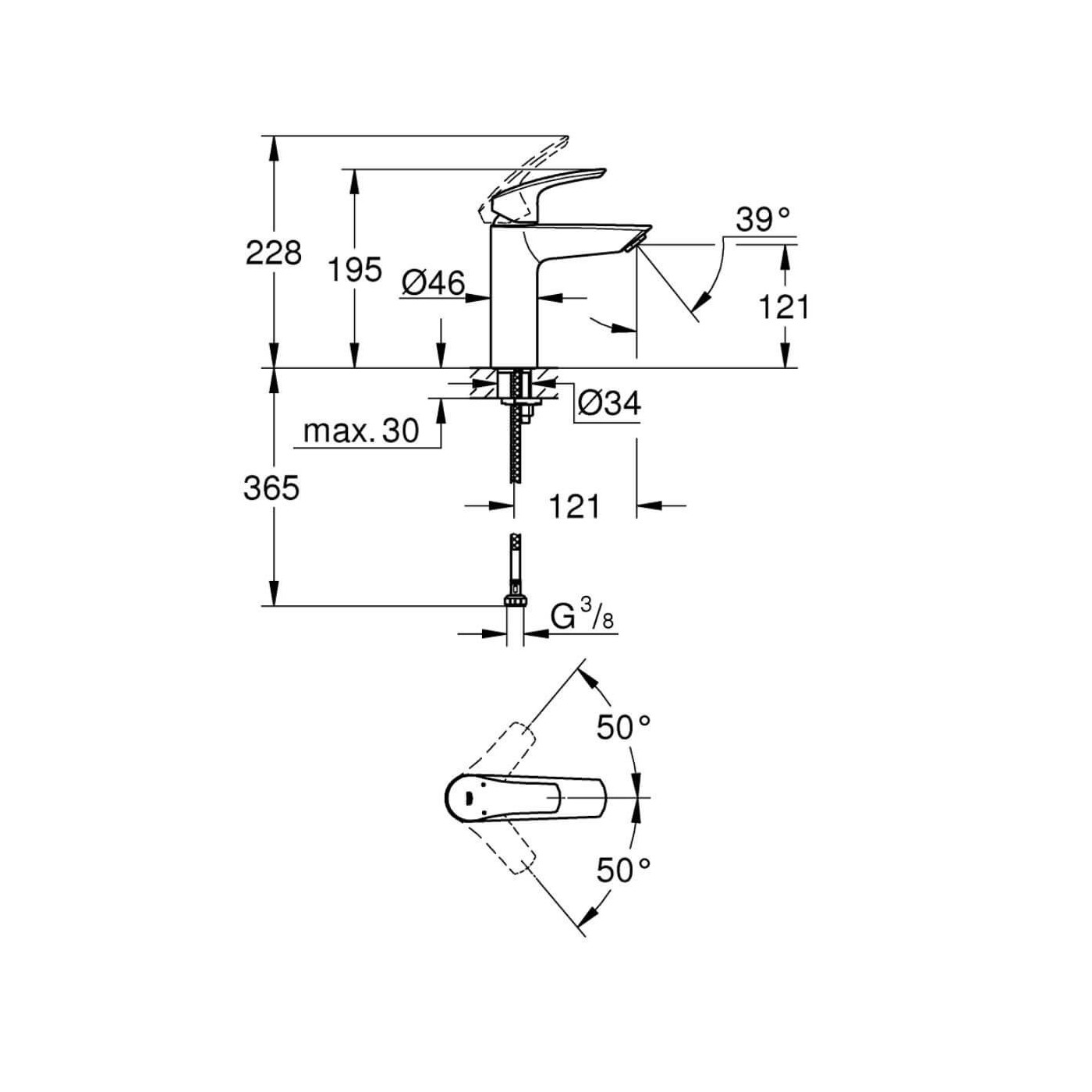Bateria Umywalkowa Prosta New M Eurosmart Grohe
