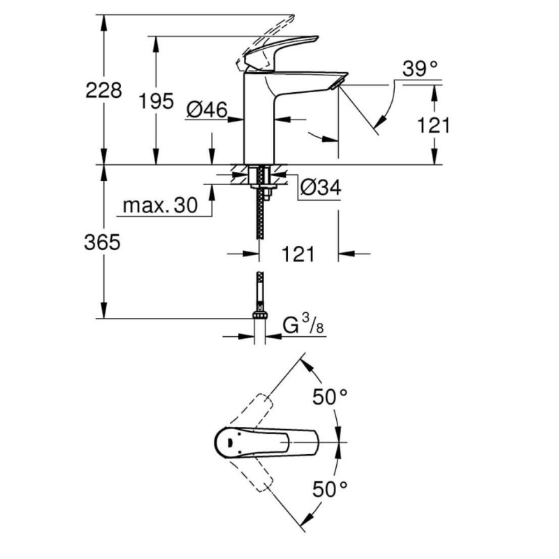 Bateria Umywalkowa Prosta New M Eurosmart Grohe