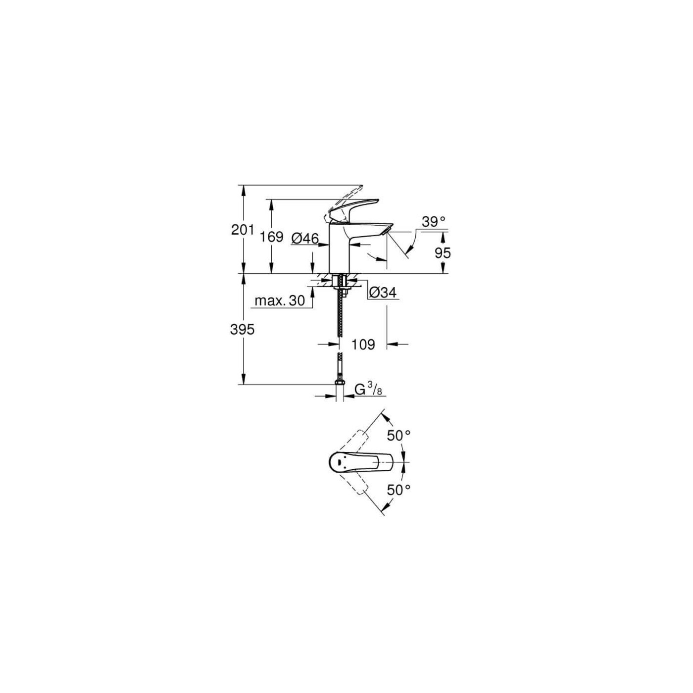 Bateria Umywalkowa Prosta New S Eurosmart Grohe