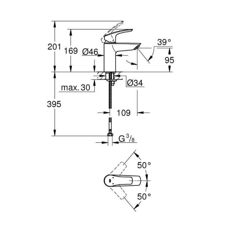 Bateria Umywalkowa Prosta New S Eurosmart Grohe
