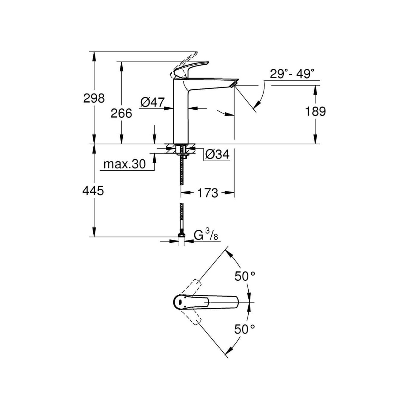 Bateria Umywalkowa Prosta New XL Eurosmart Grohe