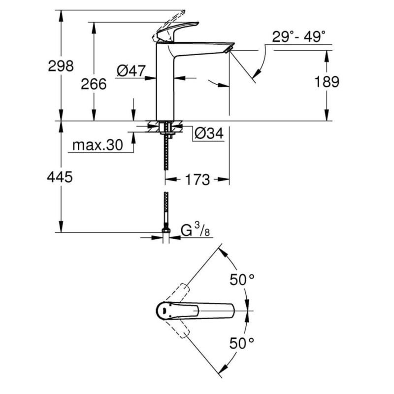 Bateria Umywalkowa Prosta New XL Eurosmart Grohe