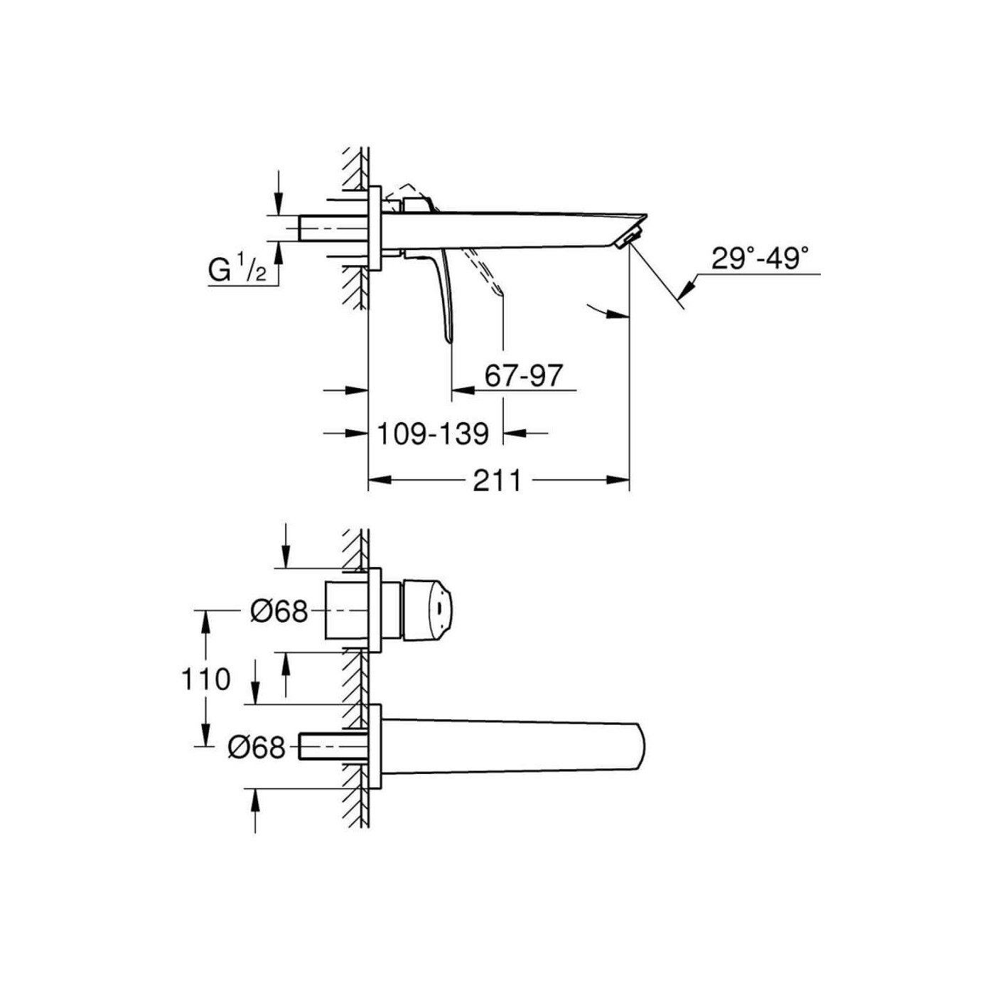 Bateria Umywalkowa Podtynkowa Eurosmart Rozmiar M 29338003 Grohe
