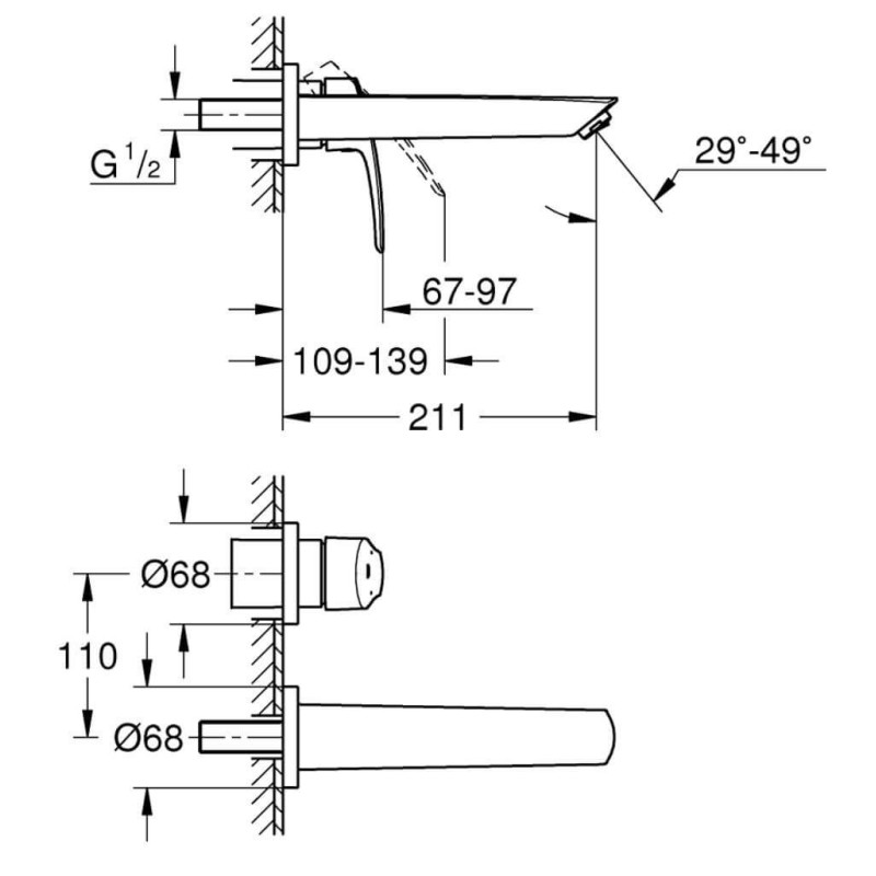 Bateria Umywalkowa Podtynkowa Eurosmart Rozmiar M 29338003 Grohe