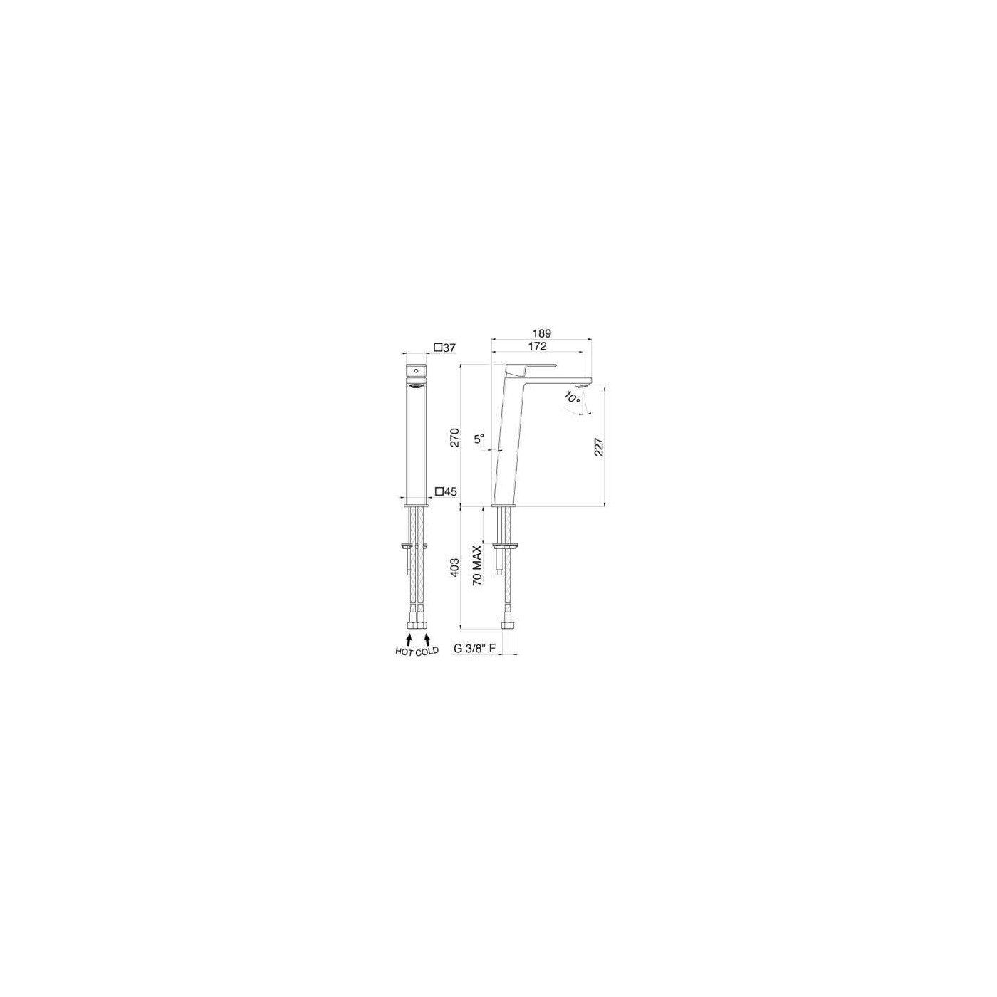 Bateria Umywalkowa Wysoka Lys V25021 Vema
