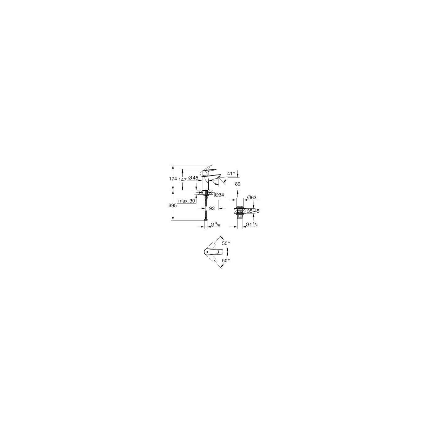 Bateria Umywalkowa Start Edge FastFixation Rozmiar S Chrom 24199001 Grohe