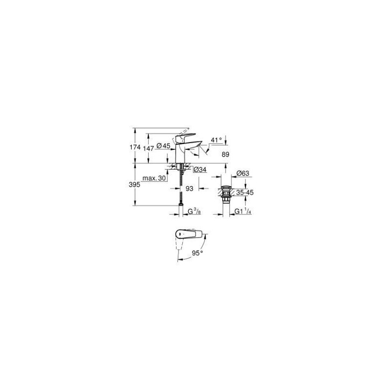 Bateria Umywalkowa Start Edge FastFixation Rozmiar S Chrom 23900001 Grohe