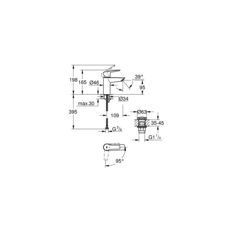 Bateria Umywalkowa Rozmiar S Start FastFixation 23551002 Grohe