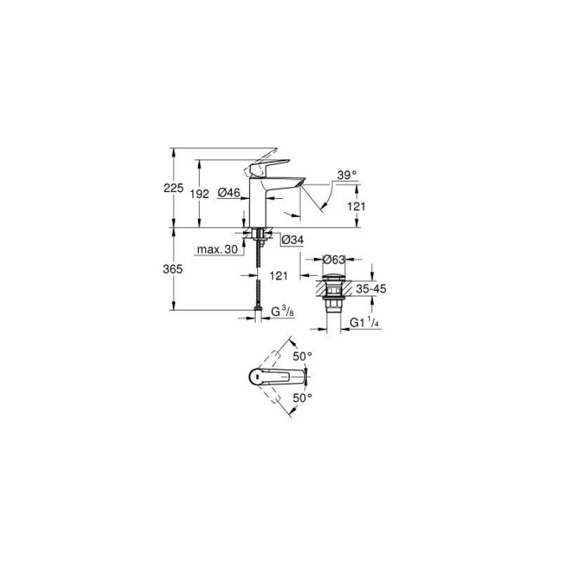 Bateria Umywalkowa Rozmiar M z Korkiem Klik-Klak Start FastFixation 24204002 Grohe