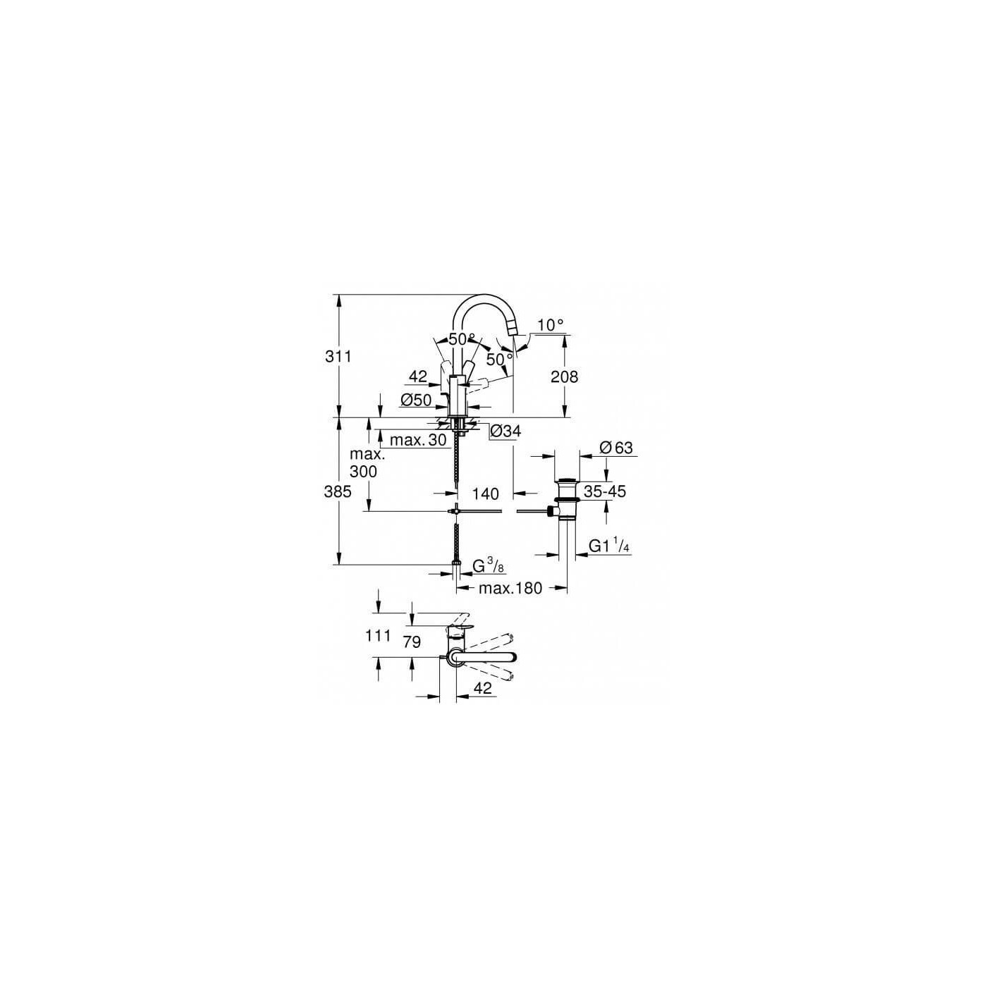 Bateria Umywalkowa Rozmiar L Start FastFixation 24203002 Grohe